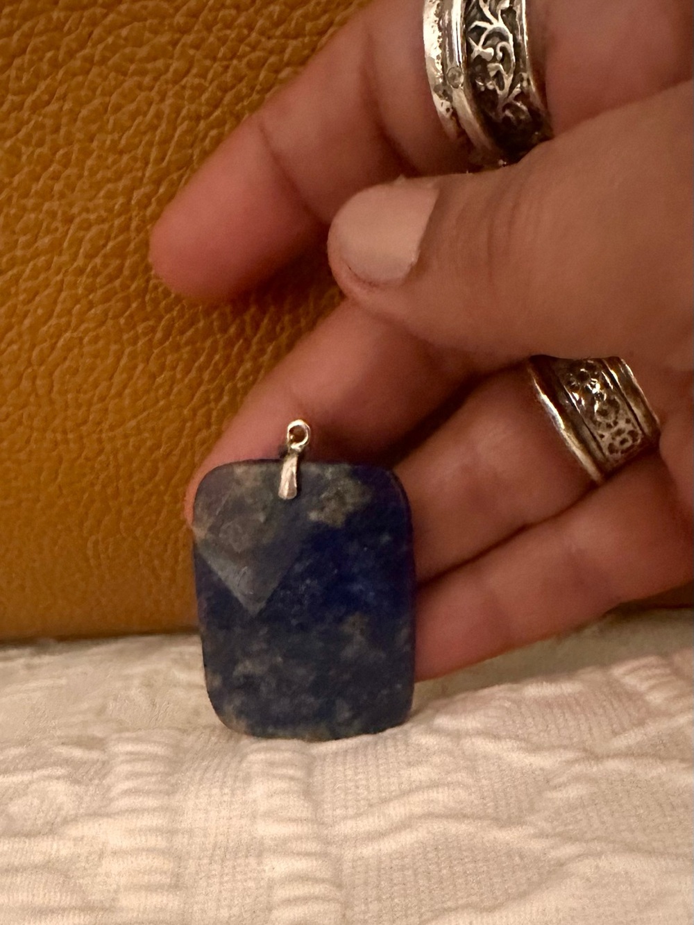 Large Natural Blue Sodalite Pendant – Polished Rectangle Statement Stone